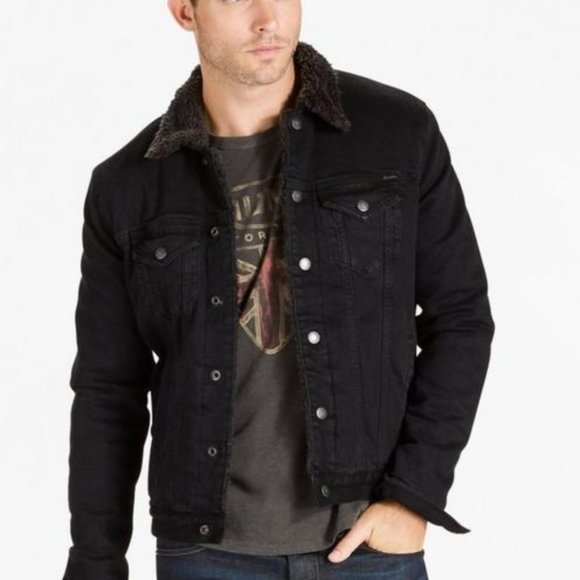 Lucky Brand Mens Sherpa Denim Jacket 